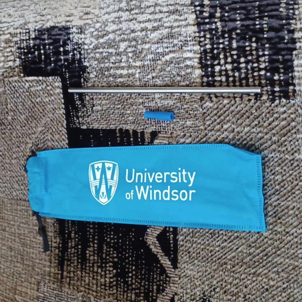 $4 Add-On New University of Windsor Metallic Straw With Cap & Pouch